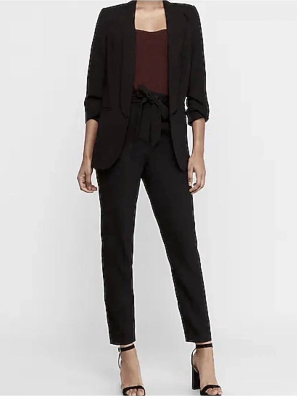 Express Black Paperbag Tie Ankle Pants